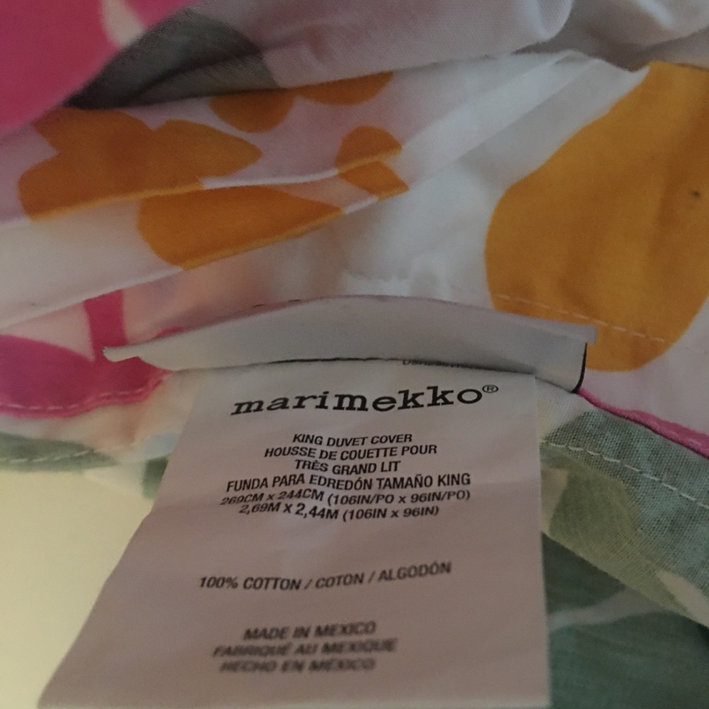 Marimekko king duvet cover and one sham green pink cotton - Picture 8 of 8